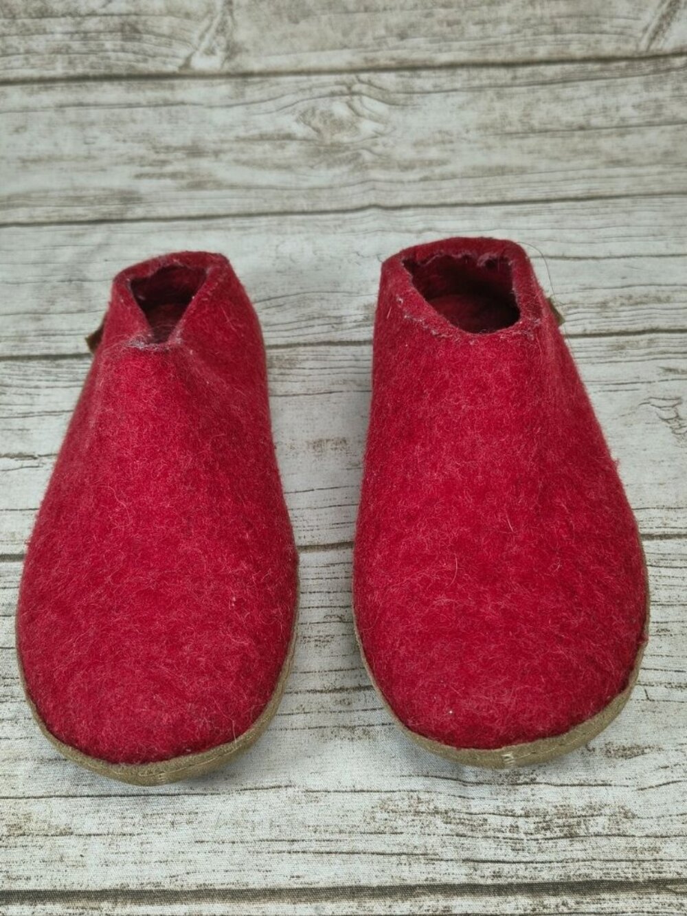 Glerups Red Felted Wool Slippers Size 39